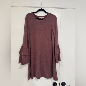 LOFT Mauve Bell Sleeve Knit Dress Size Small